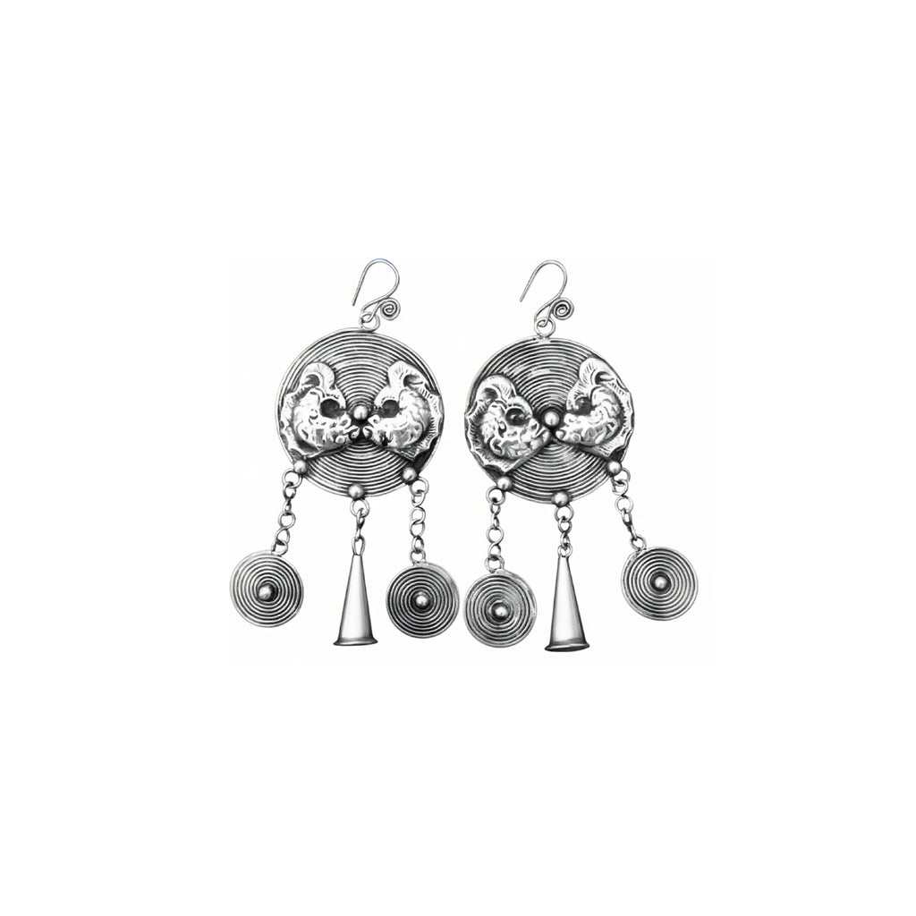 Miao Silver Earrings| Ethnic Heritage