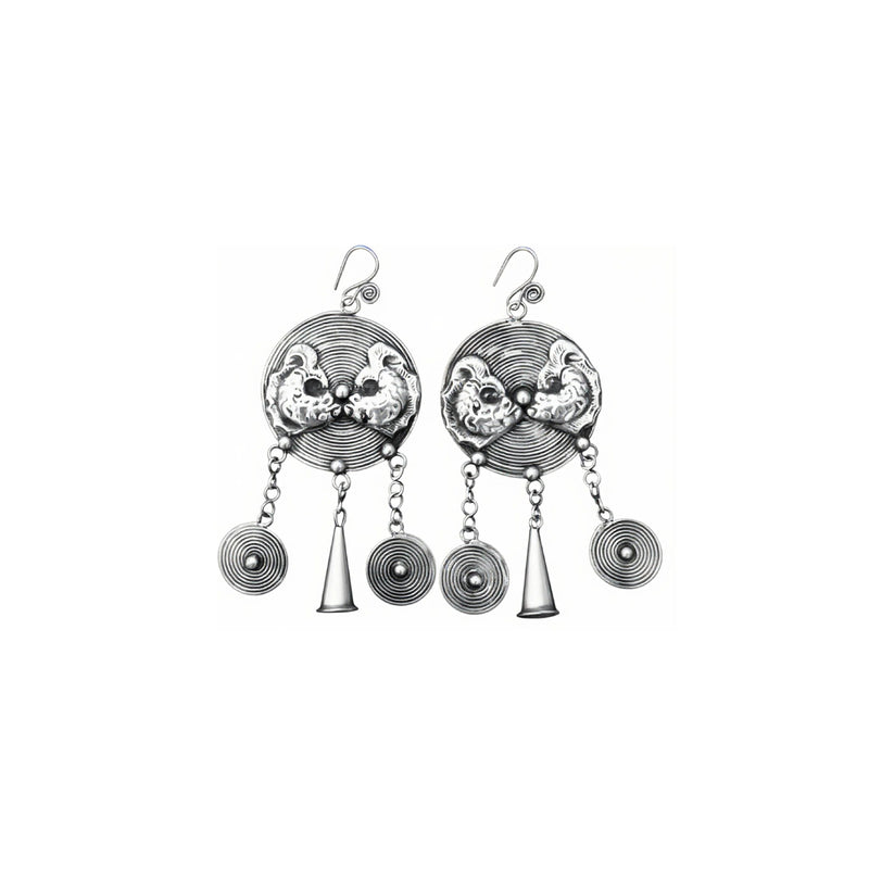 Miao Silver Earrings| Ethnic Heritage