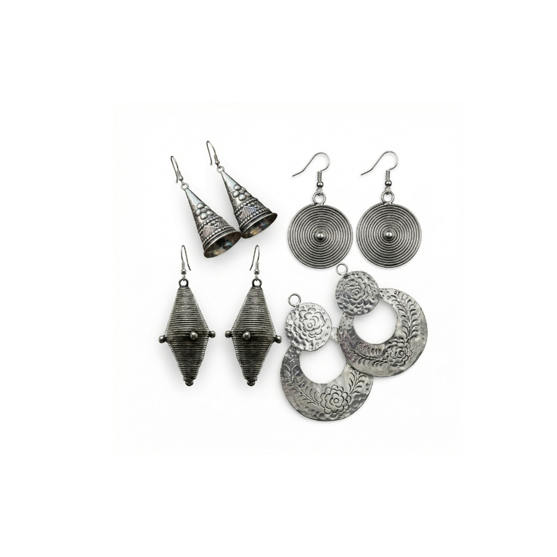 Miao Silver Earring Components - DIY Ethnic Jewelry Parts