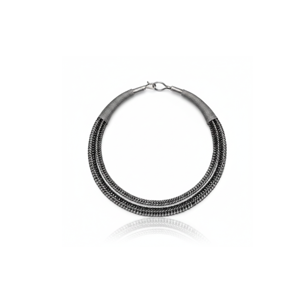 Miao Silver Choker Necklace - Eight-Sided Filigree Design