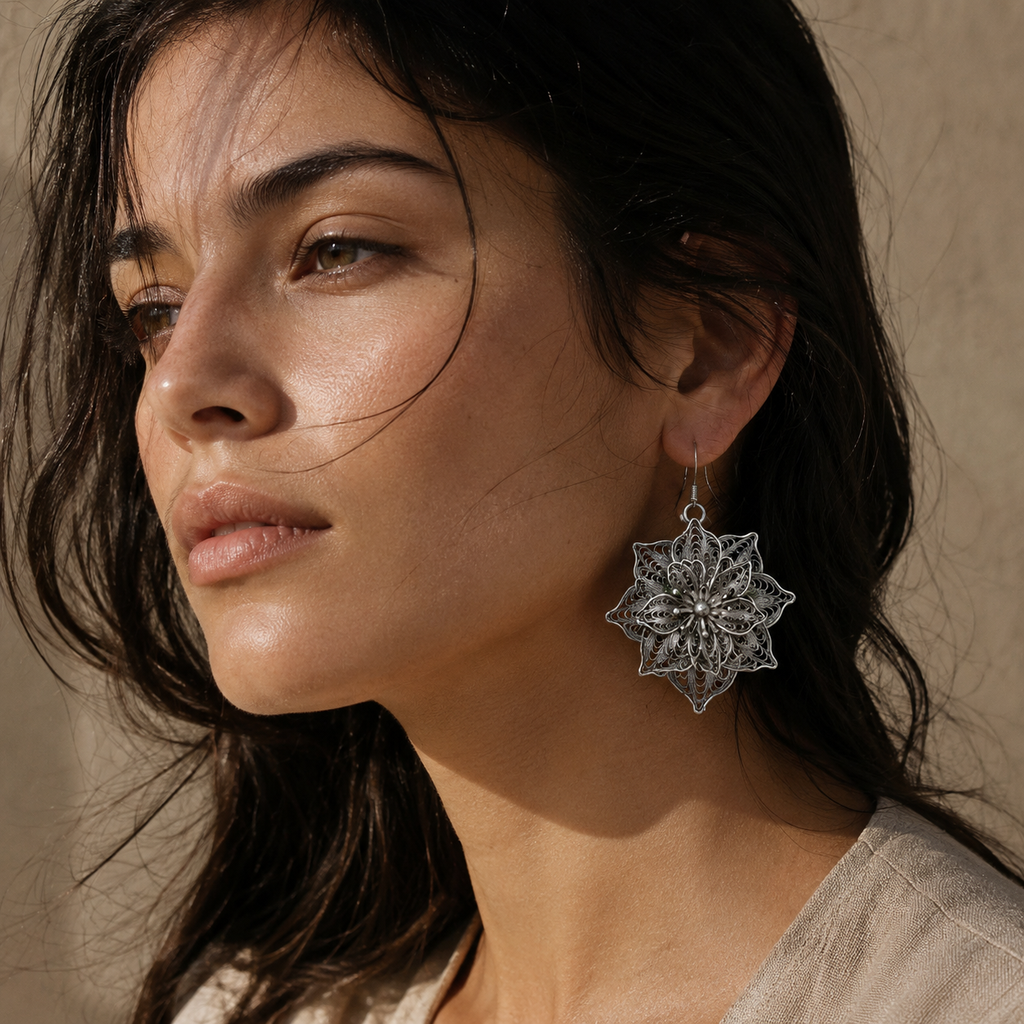 Miao Silver Earrings | Ethnic Heritage