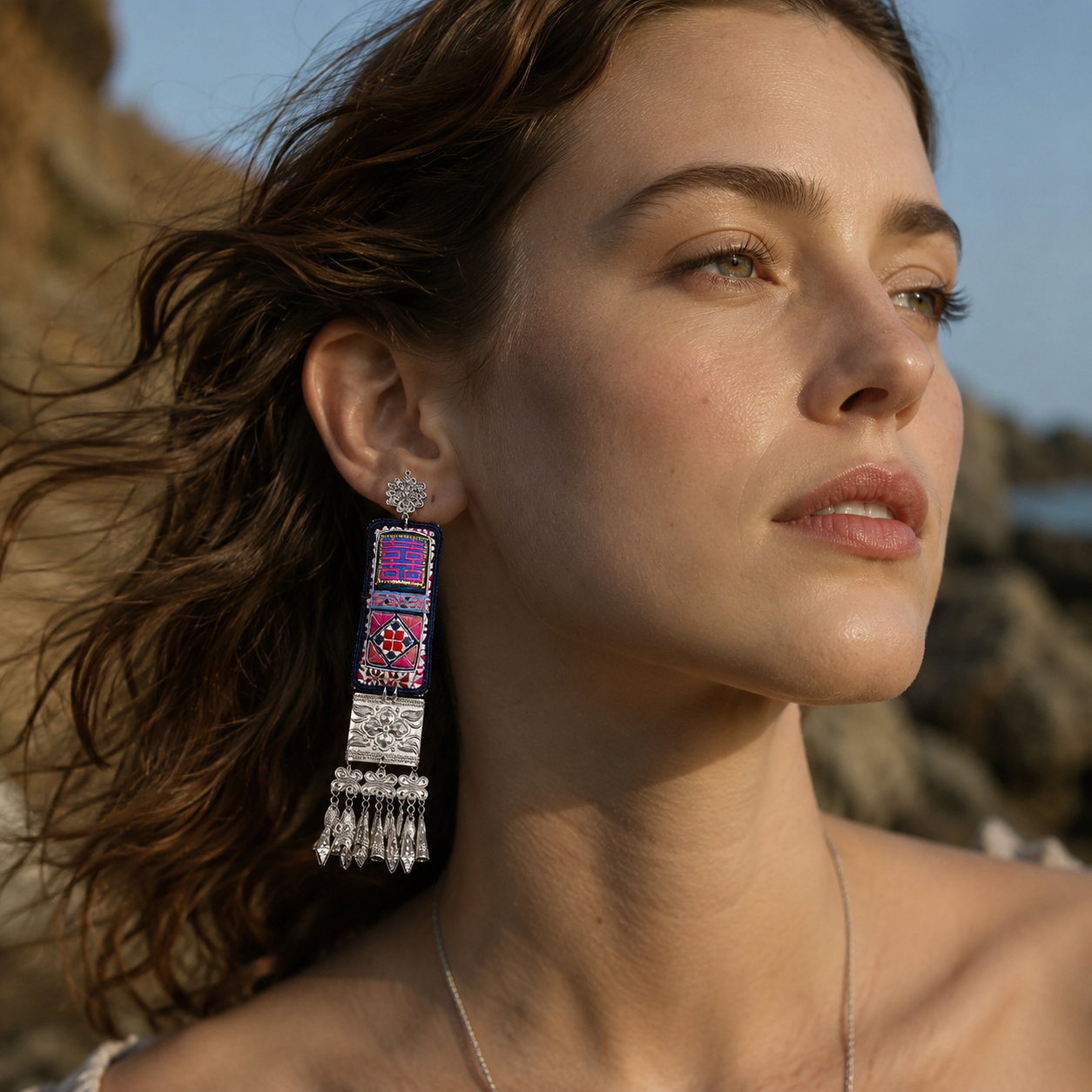 Miao Silver Earrings | Ethnic Heritage