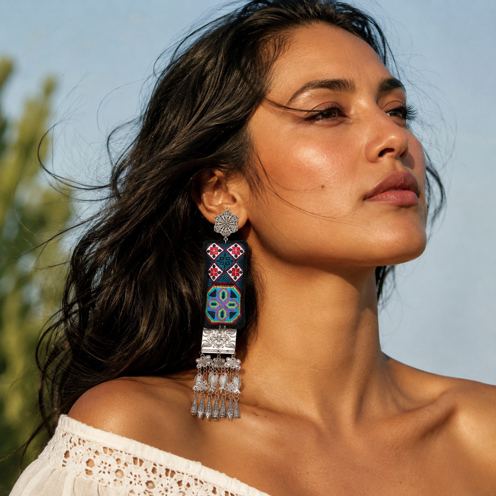 Miao Silver Earrings | Ethnic Heritage
