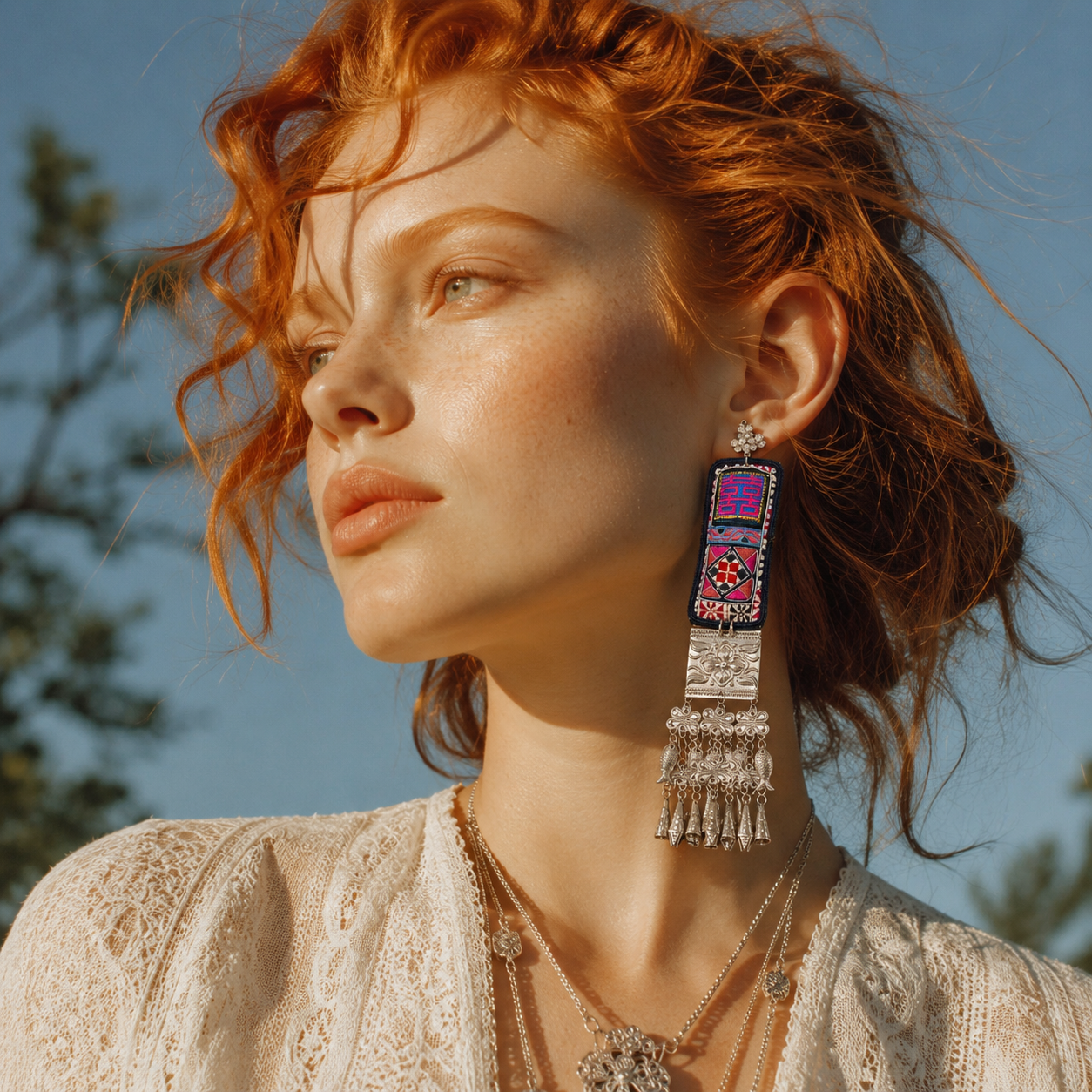 Miao Silver Earrings | Ethnic Heritage