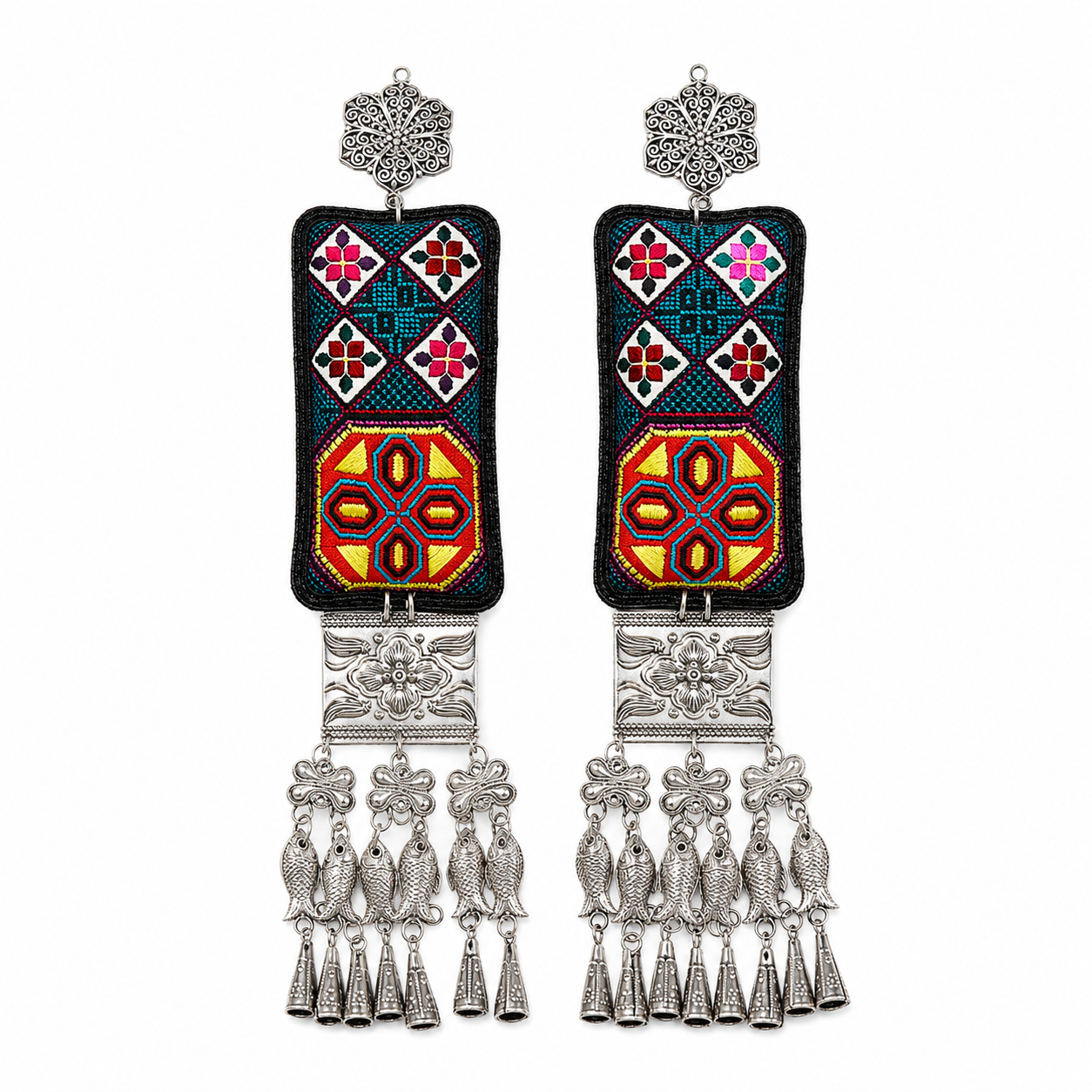 Miao Silver Earrings | Ethnic Heritage