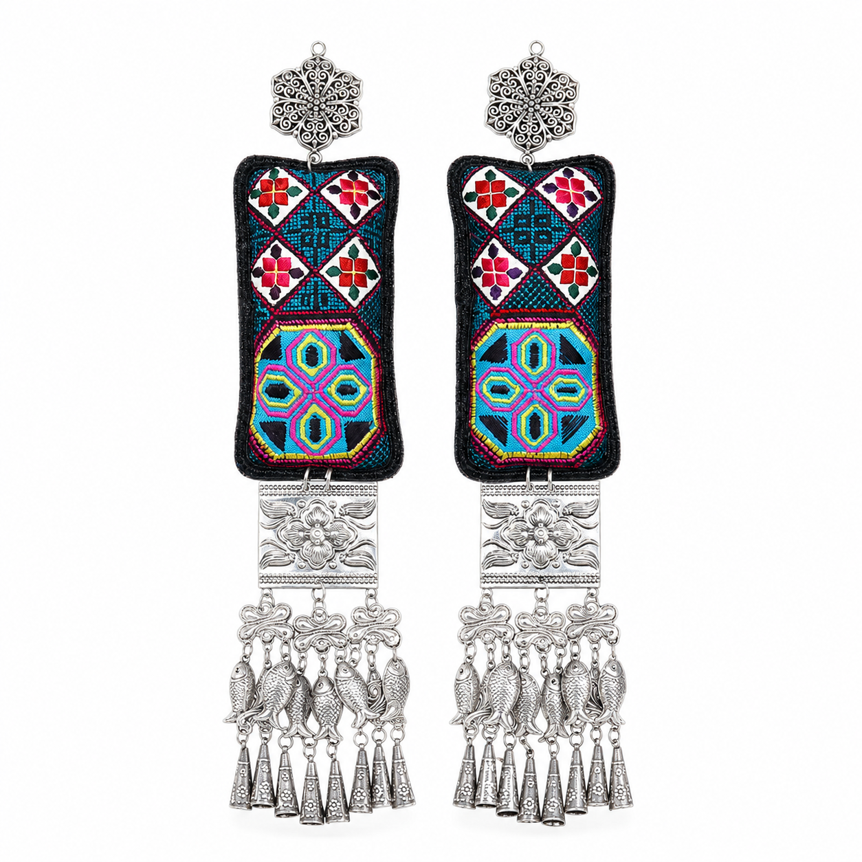 Miao Silver Earrings | Ethnic Heritage