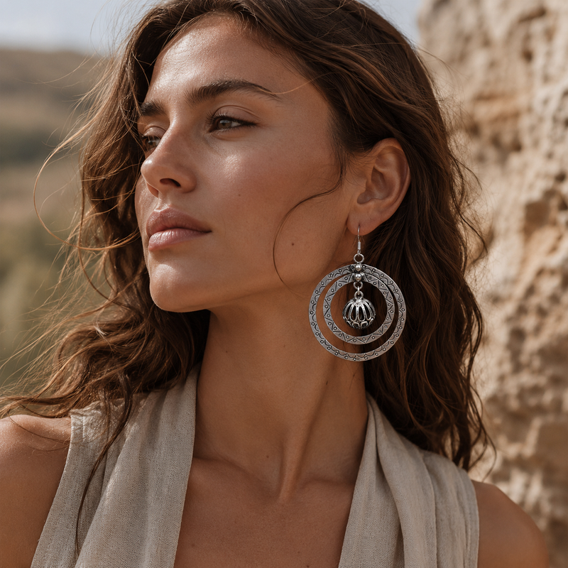 Miao Silver Earrings | Ethnic Heritage