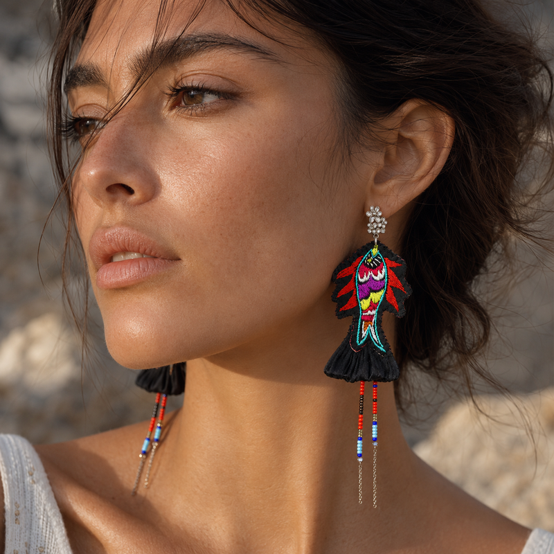Vintage Embroidery Earrings| Heritage