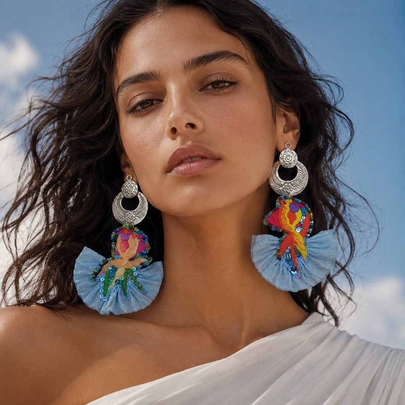 Vintage Embroidery Earrings ｜ Heritage