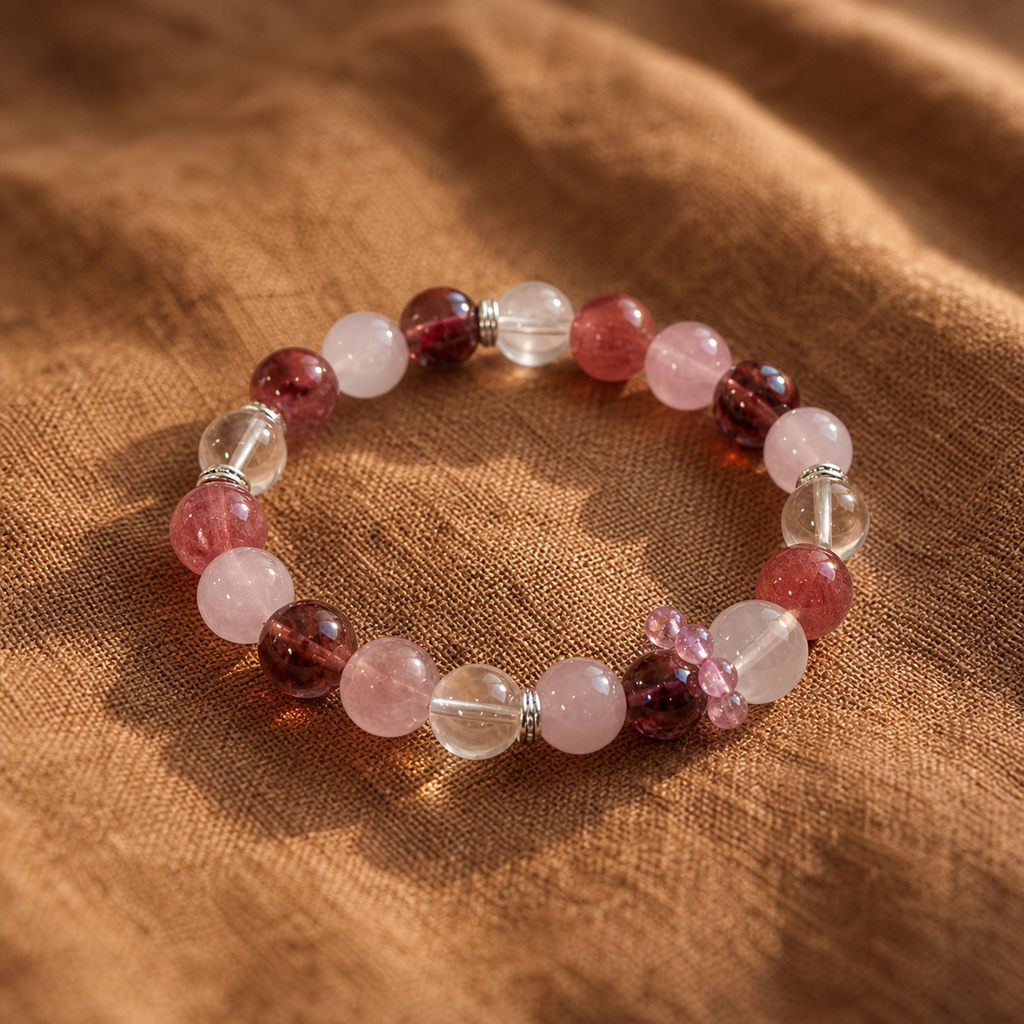 Purple Rose Quartz & Strawberry Quartz Bracelet