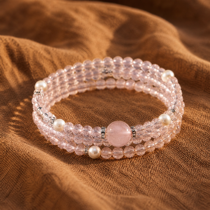 Strawberry Quartz & Pearl Shell Bracelet