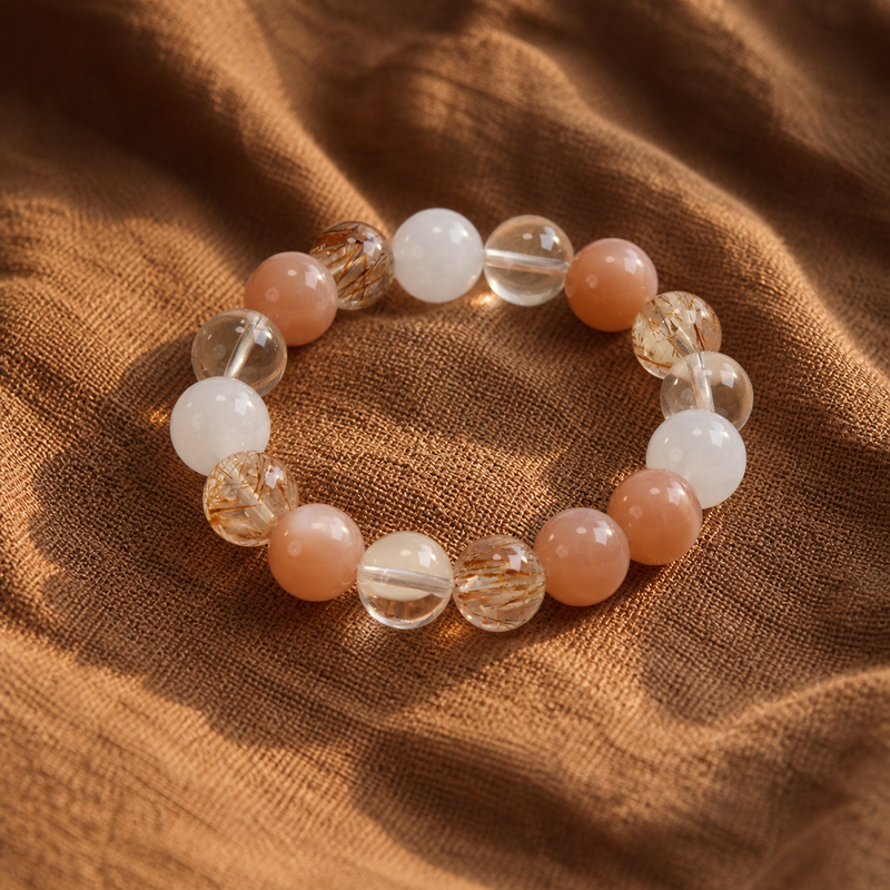 Clear Quartz & Black Gold Super Seven Bracelet