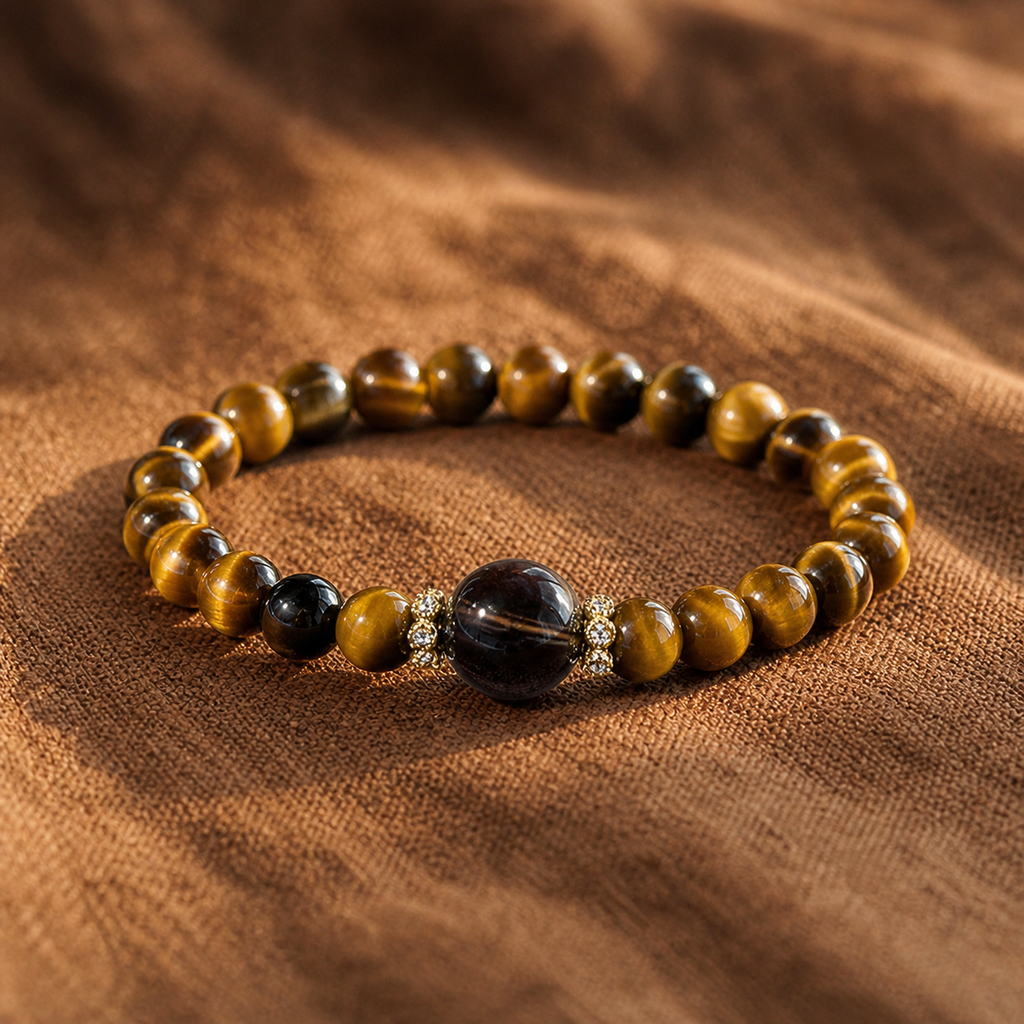 Yellow Tiger's Eye & Smoky Quartz Bracelet