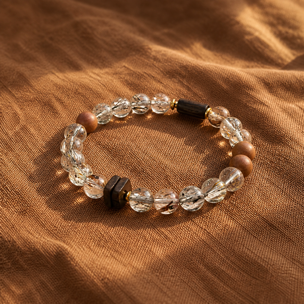Black Gold Super Seven & Sandalwood Bracelet