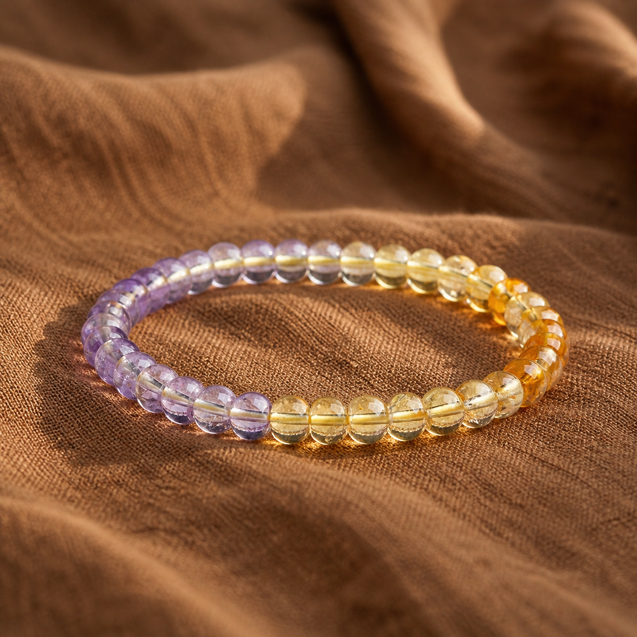 Golden Purple Mix Straight-Cut Bracelet - Royal Abundance | Crown Chakra