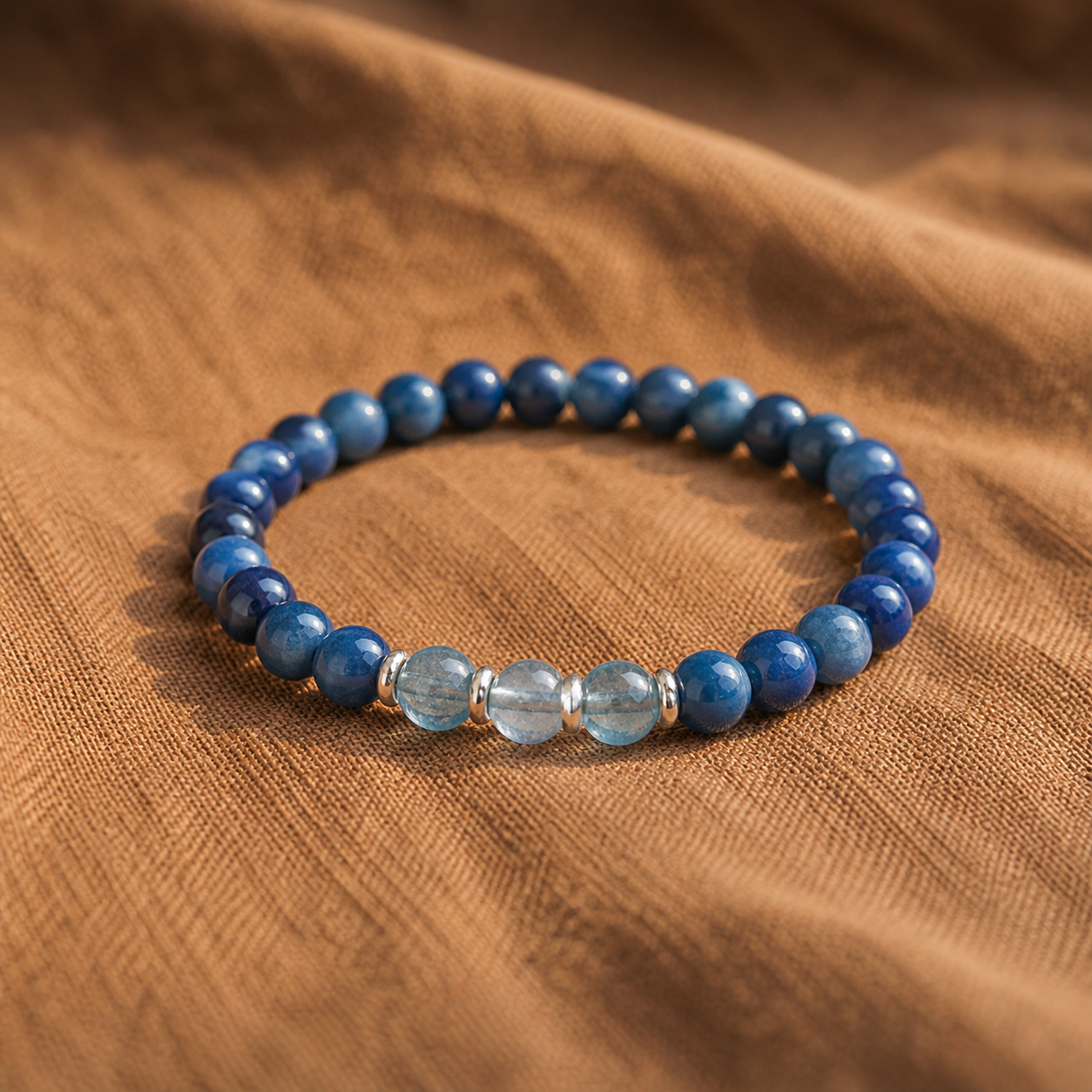 Blue Kyanite & Aquamarine Cat's Eye Bracelet