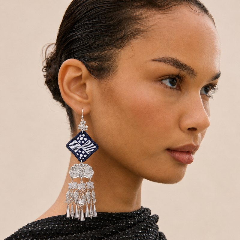 Miao Silver Earrings  | Ethnic Heritage