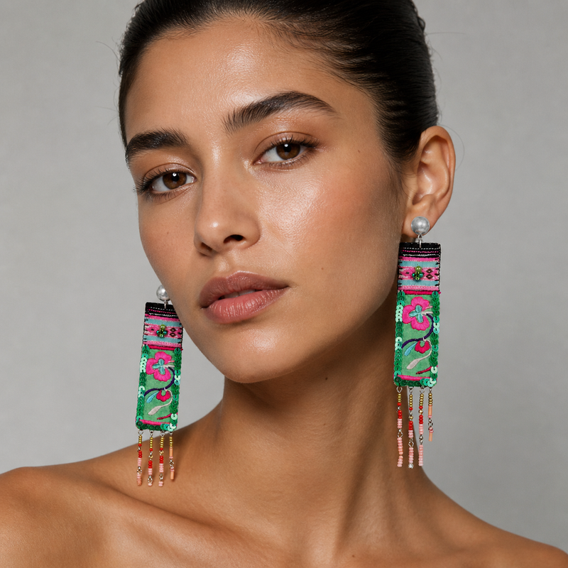 Miao Silver Earrings | Ethnic Heritage