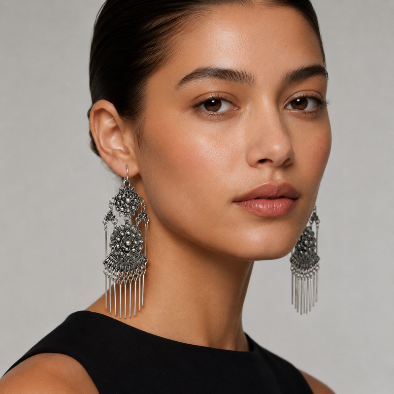 Miao Silver Earrings| Ethnic Heritage