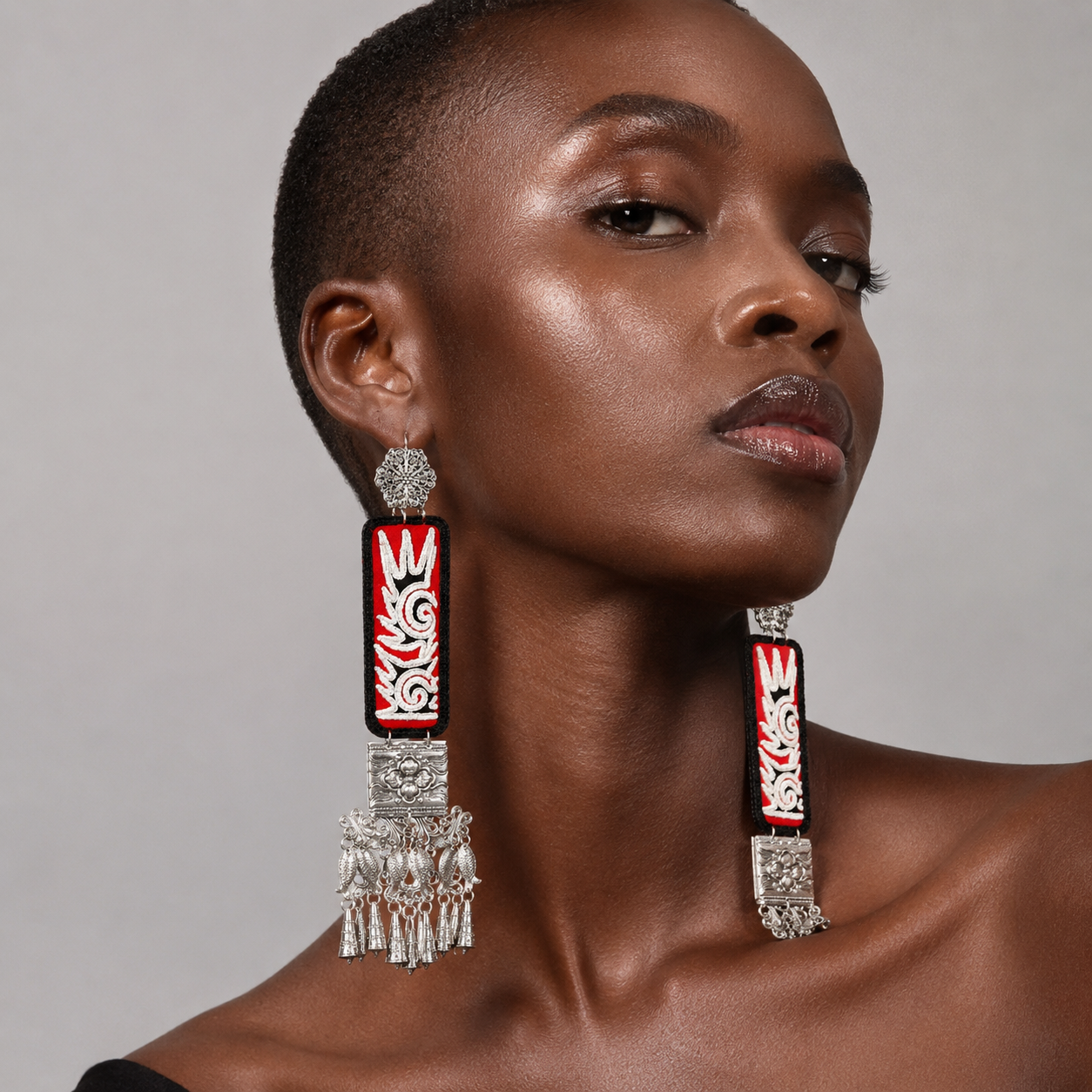 Miao Silver Earrings | Ethnic Heritage
