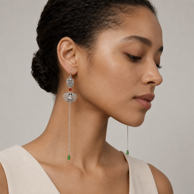 Miao Silver Earrings | Ethnic Heritage