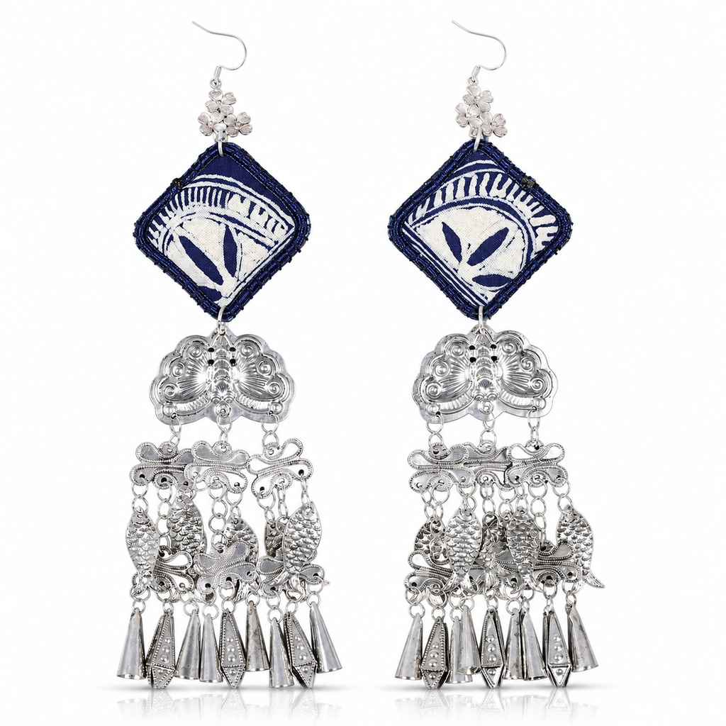 Miao Silver Earrings  | Ethnic Heritage