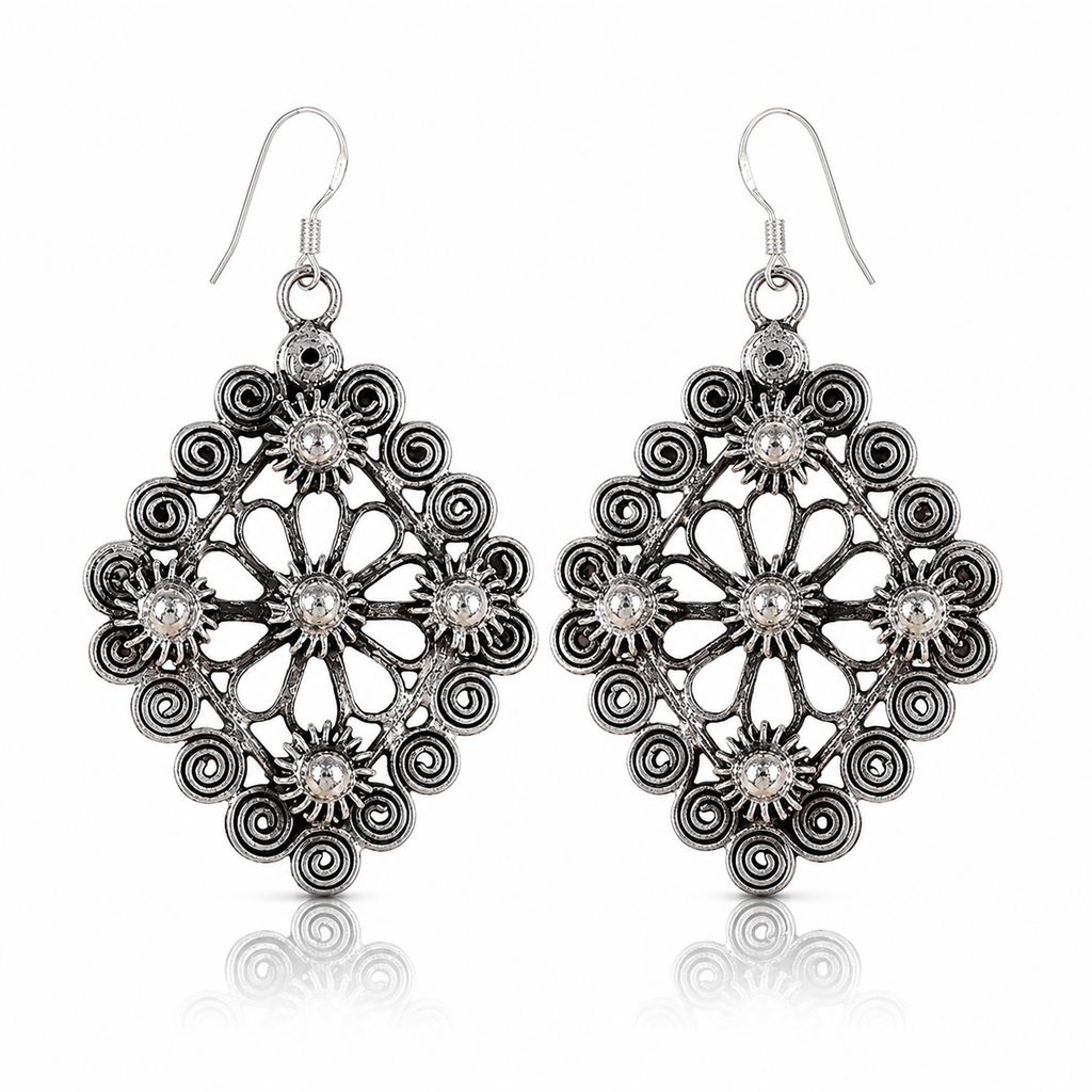 Miao Silver Earrings | Ethnic Heritage