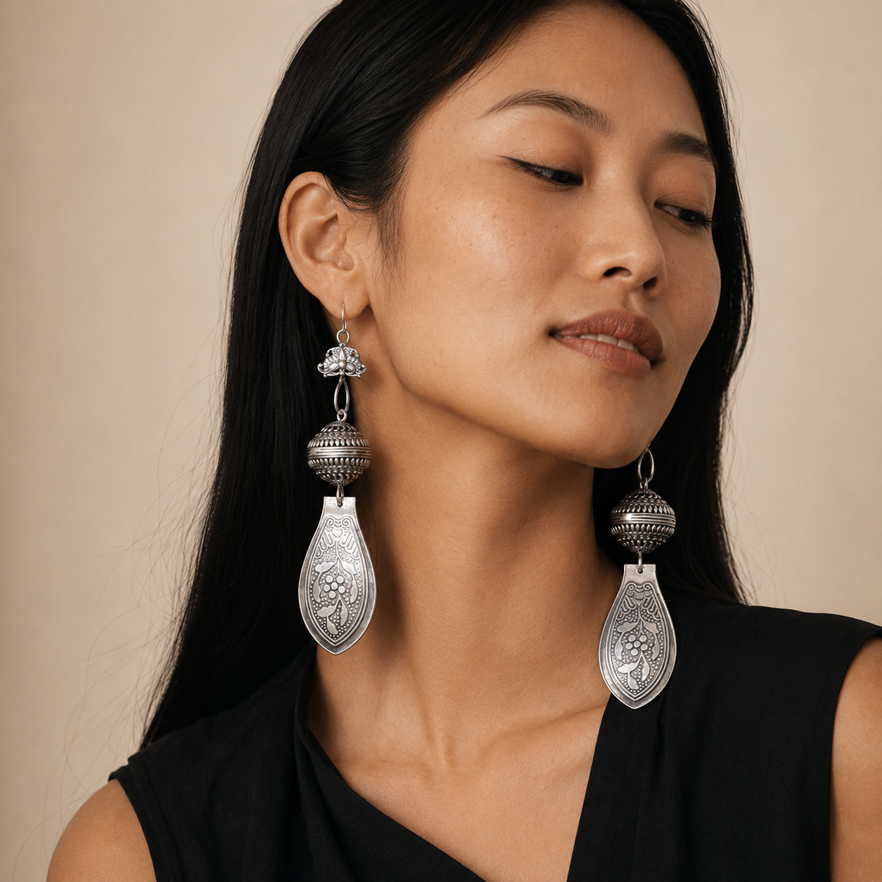 Miao Silver Earrings | Ethnic Heritage