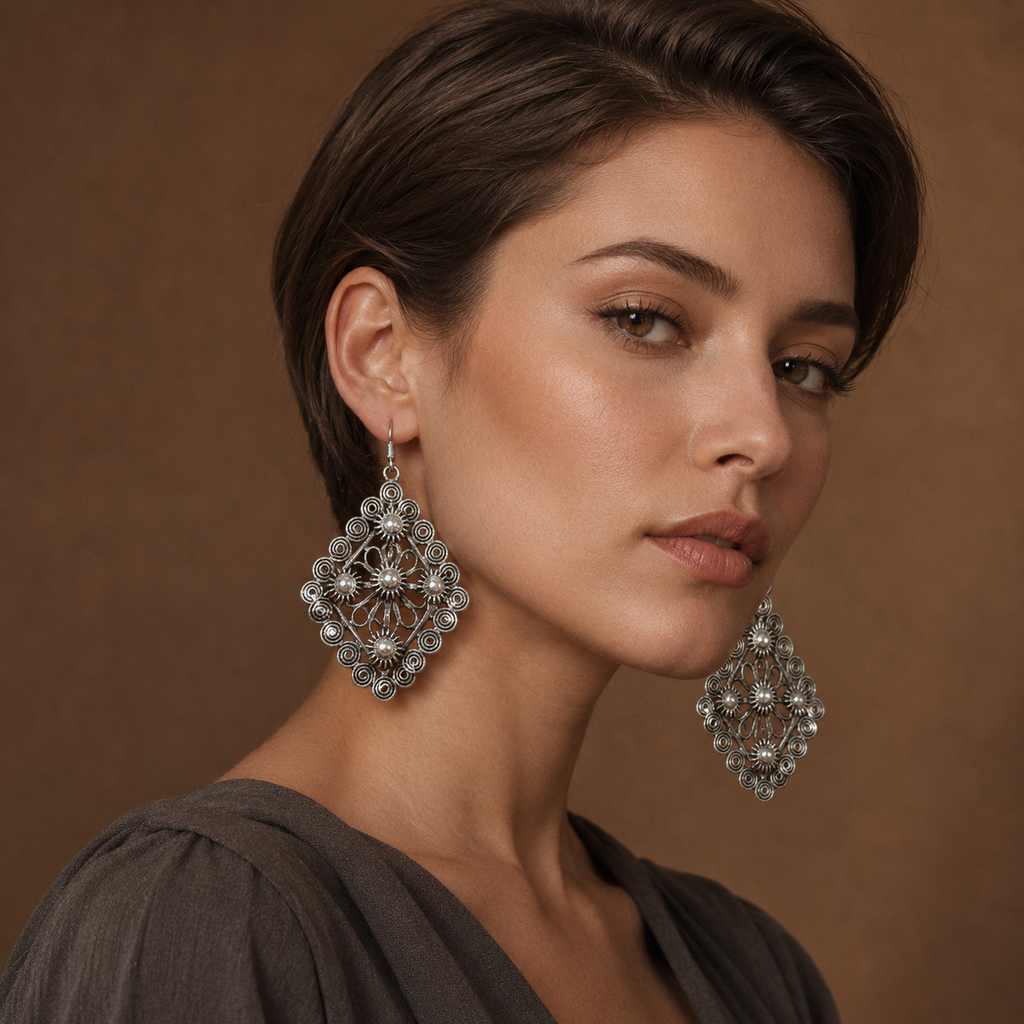 Miao Silver Earrings | Ethnic Heritage