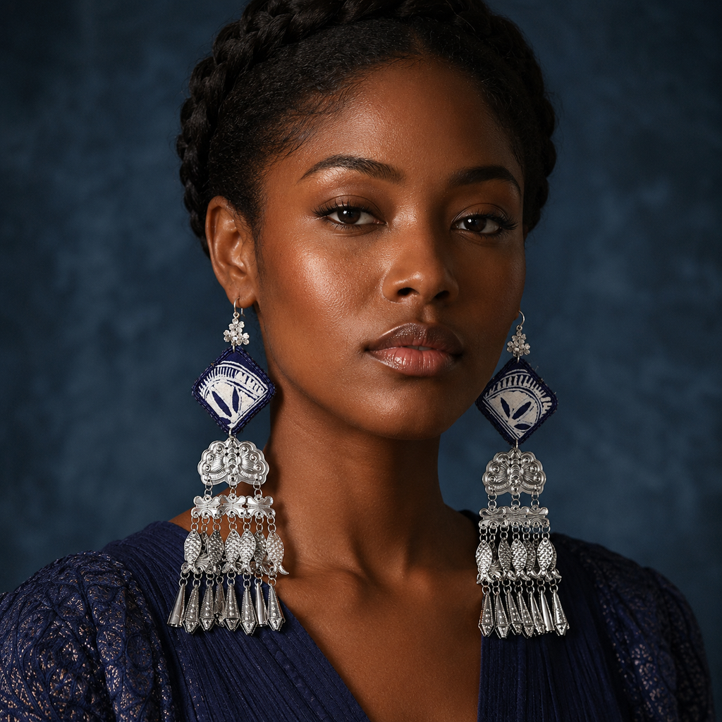 Miao Silver Earrings  | Ethnic Heritage