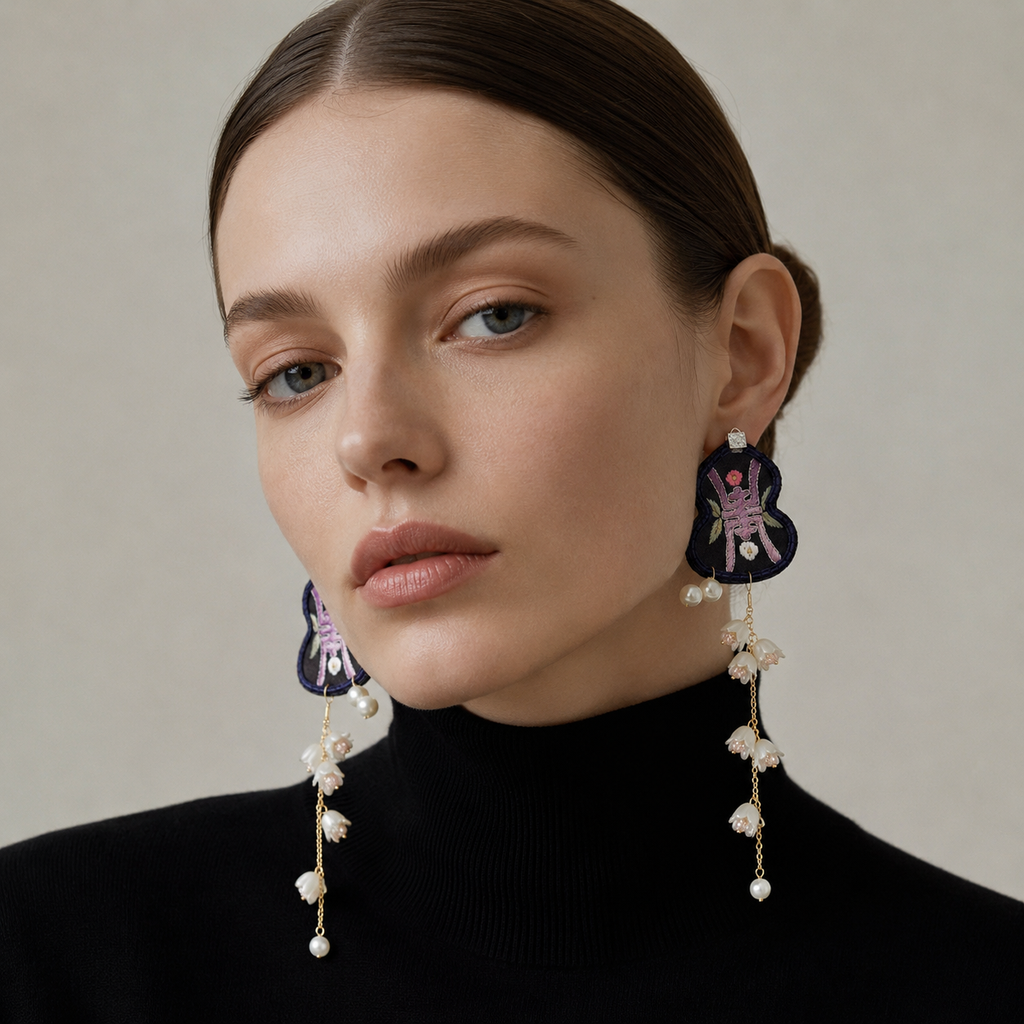 Vintage Embroidery Earrings| Heritage