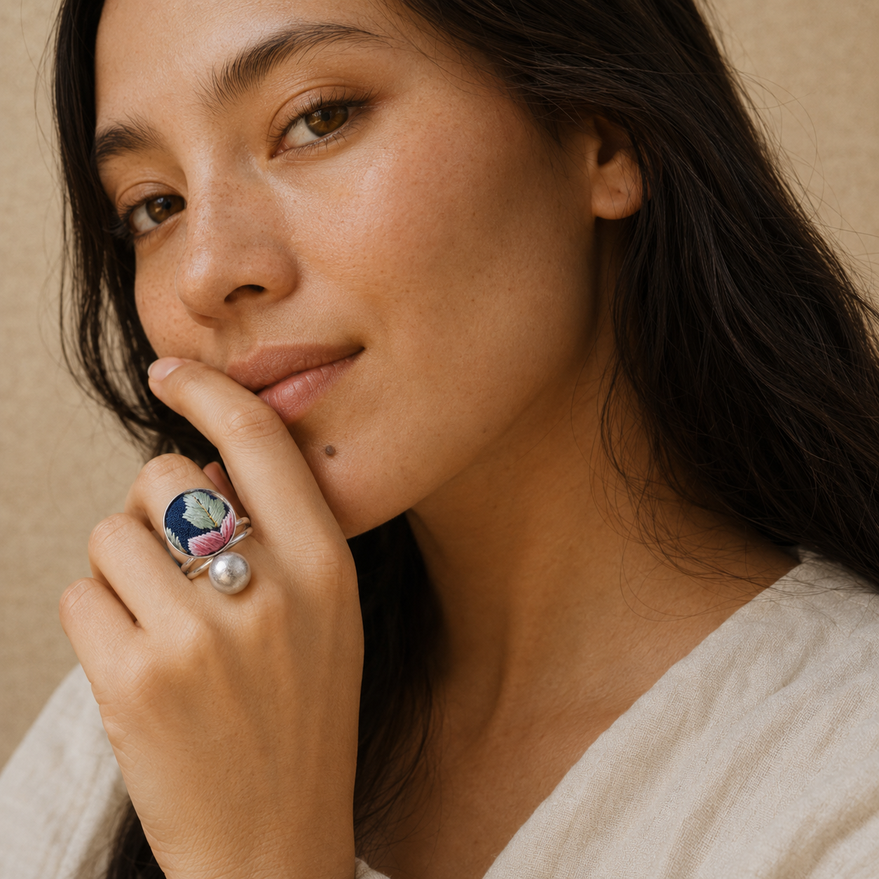 Vintage Embroidery & Indigo Ring | Heritage
