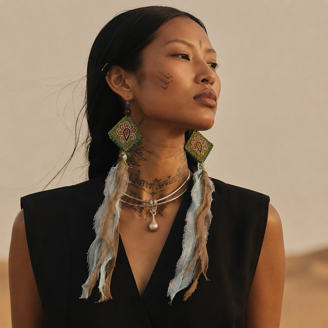 Vintage Embroidery Earrings| Heritage