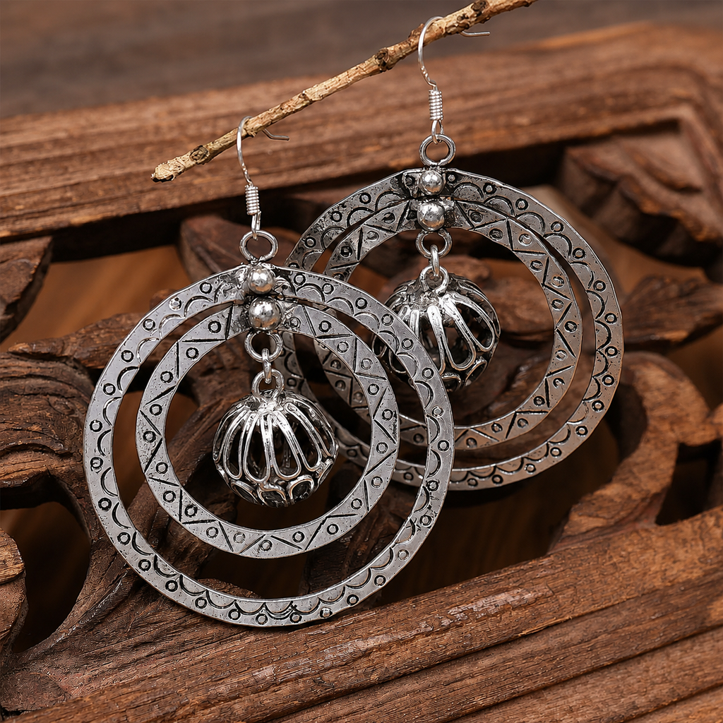 Miao Silver Earrings | Ethnic Heritage