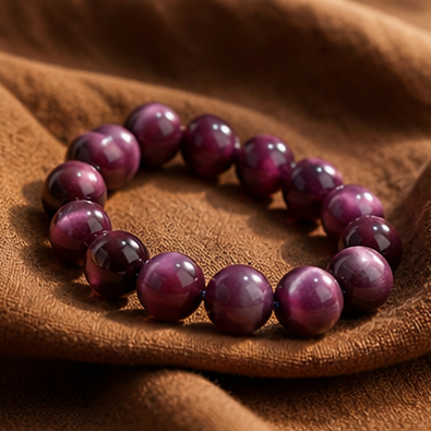 Natural Purple Lepidolite Cat's Eye Bracelet