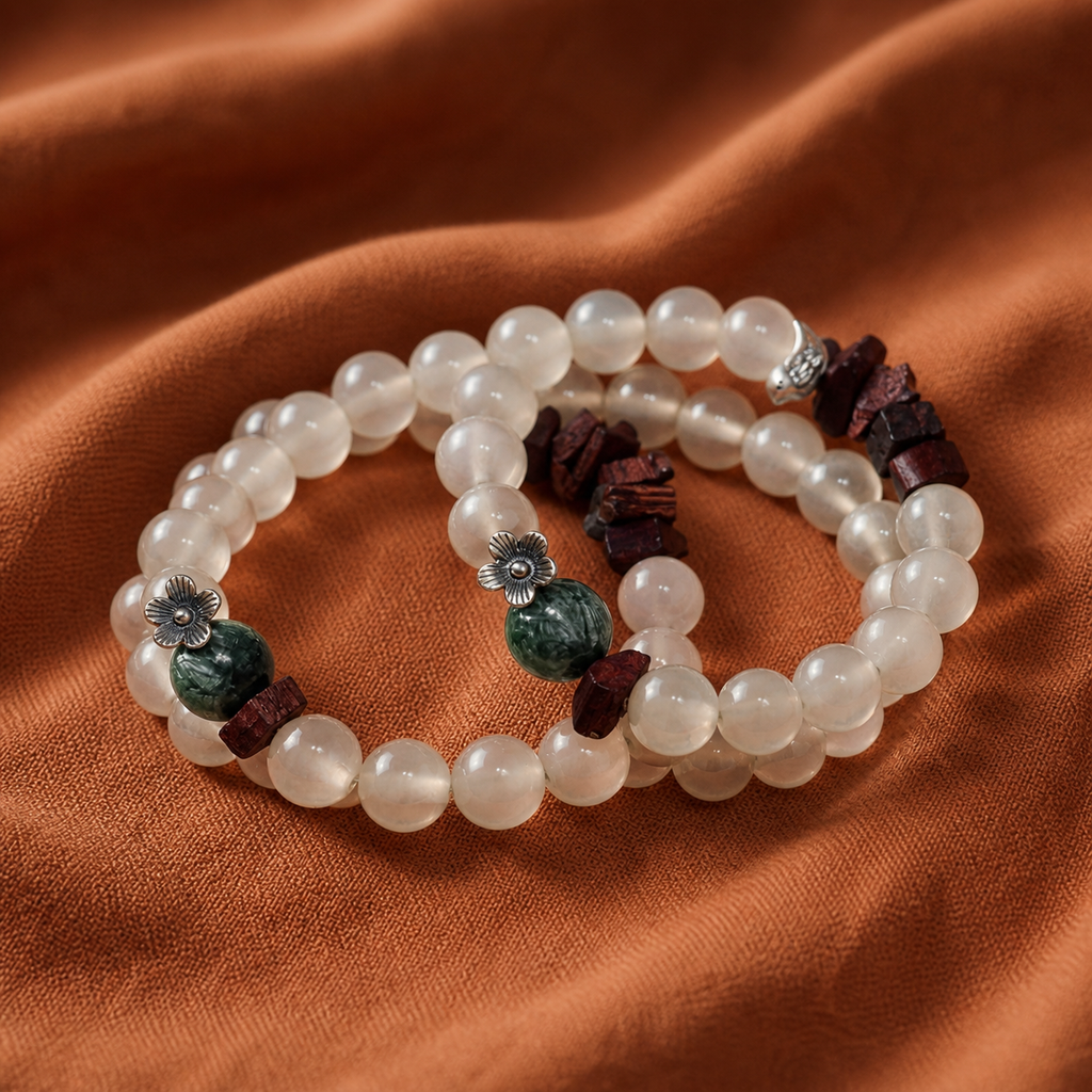 White Moonstone & Seraphinite Bracelet