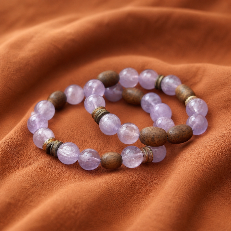Lavender Amethyst & Agarwood Bracelet