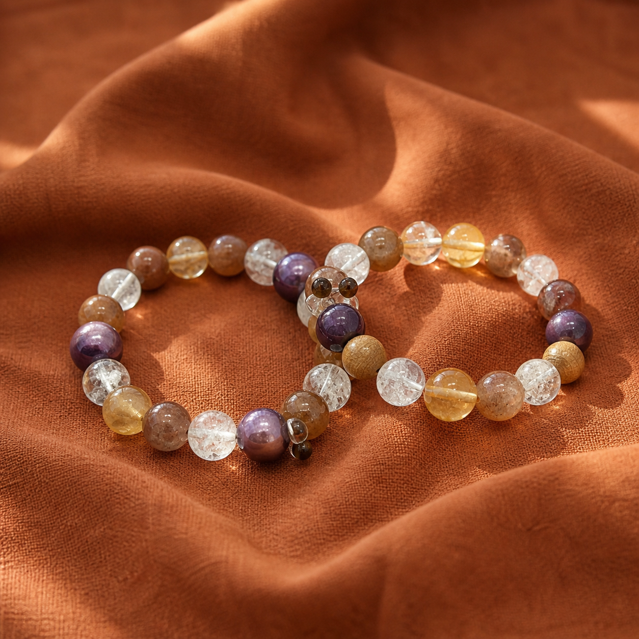 Yellow Hematite & Purple Mica Agarwood Bracelet