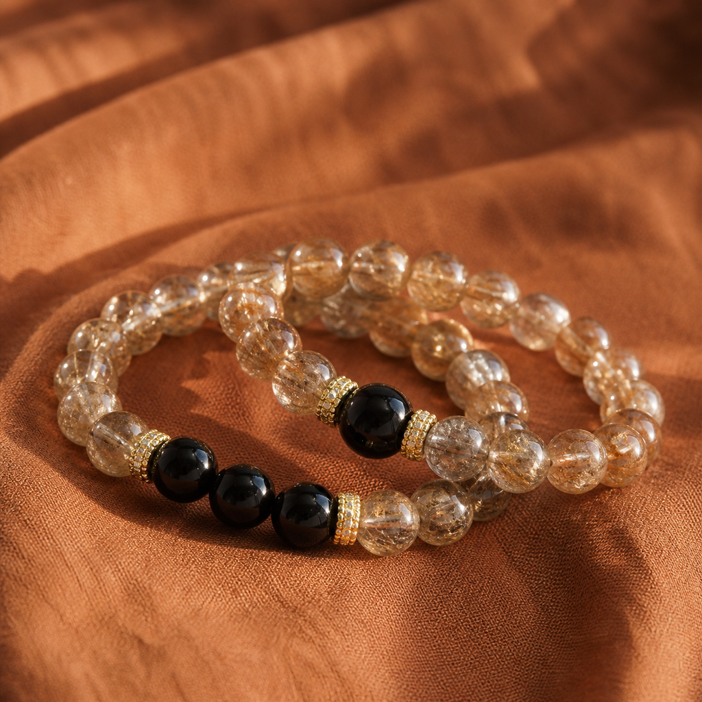 Black Gold Super Seven & Smoky Quartz Bracelet