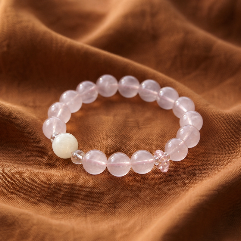 Rose Quartz & Snowflake Phantom Bracelet