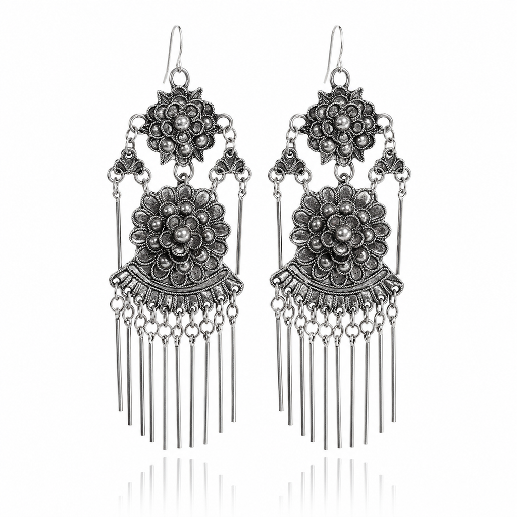 Miao Silver Earrings| Ethnic Heritage
