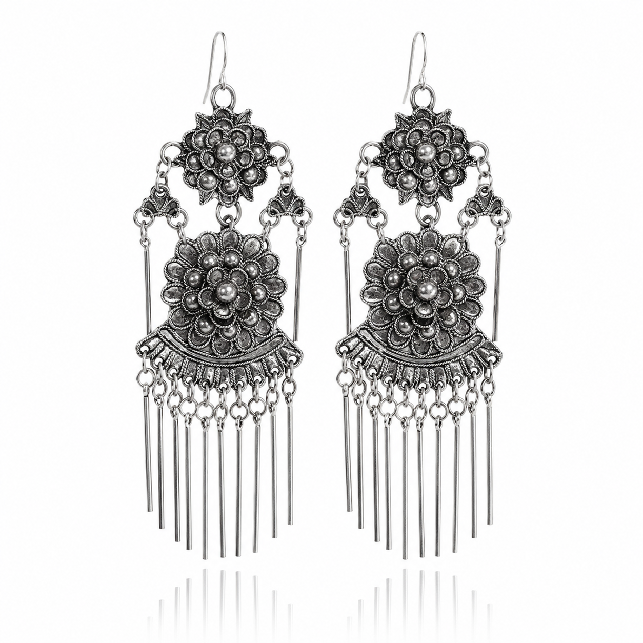Miao Silver Earrings| Ethnic Heritage