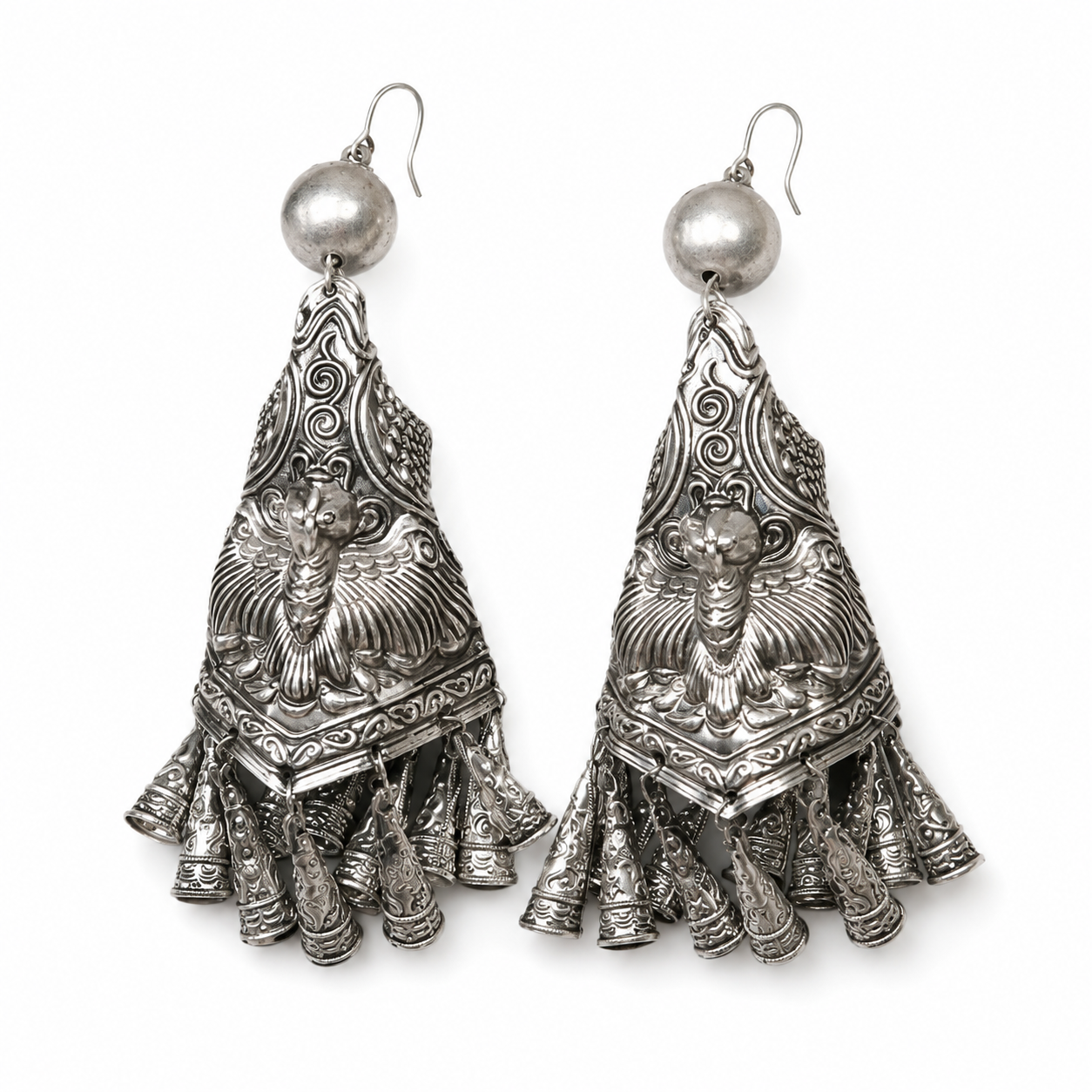 Miao Silver Earrings | Ethnic Heritage