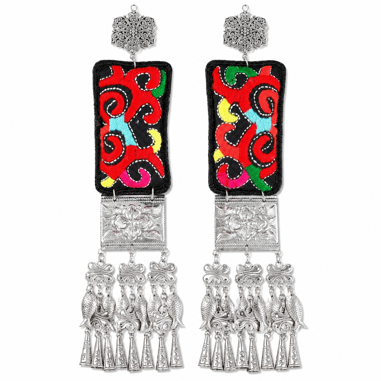 Miao Silver Earrings | Ethnic Heritage