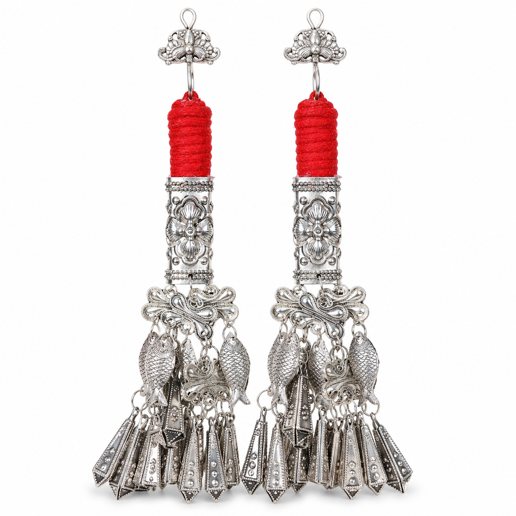 Miao Silver Earrings | Ethnic Heritage