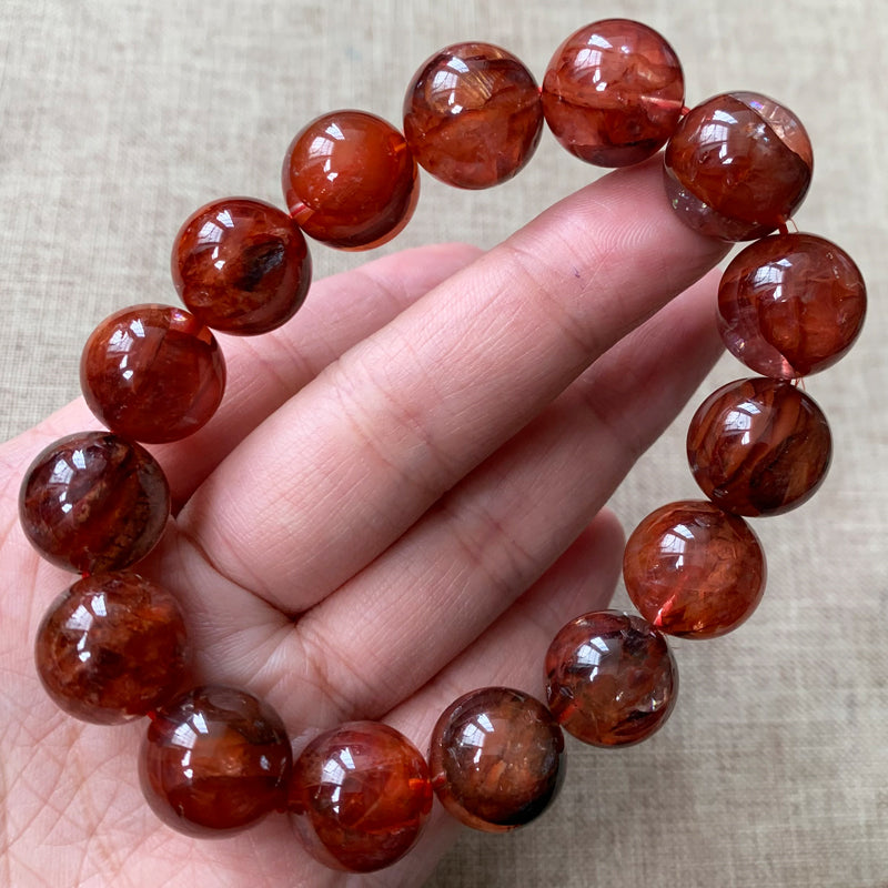 Ox Blood Hematite Phantom Quartz Bracelet