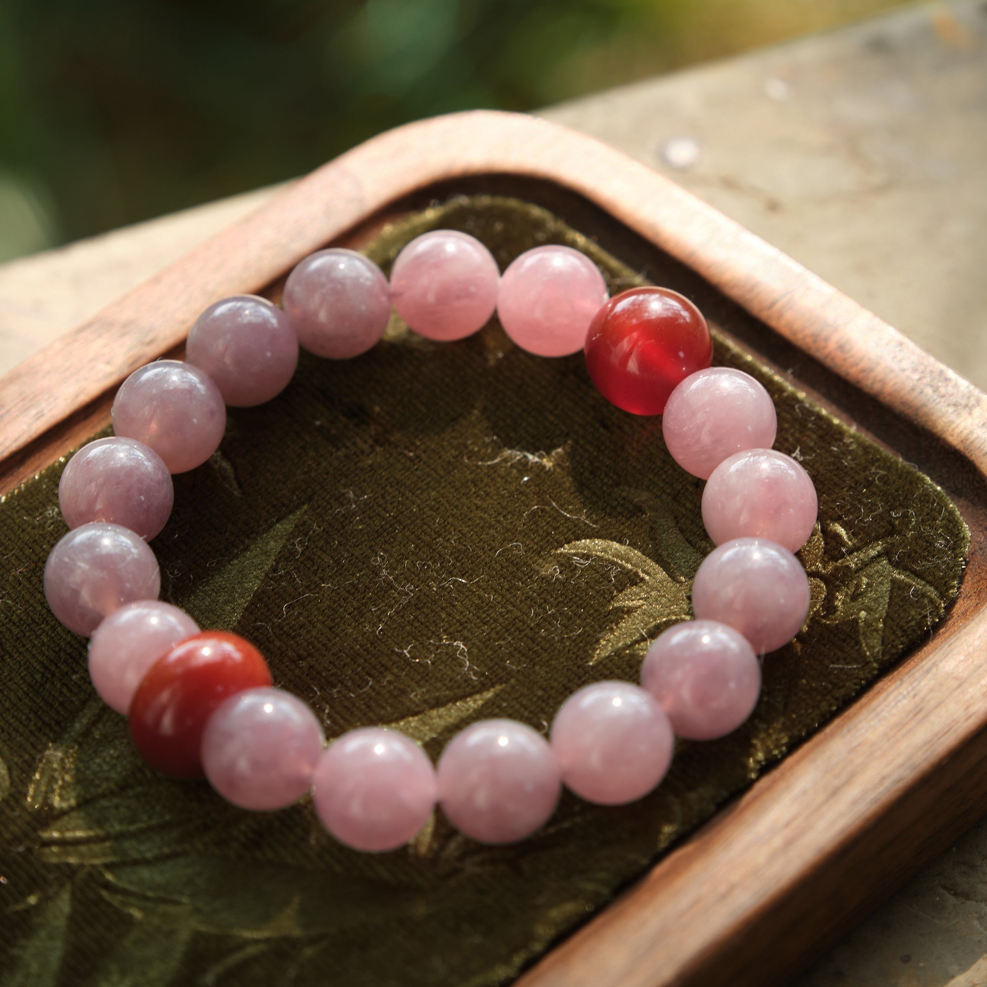 Purple Rose Quartz & Red Agate Bracelet