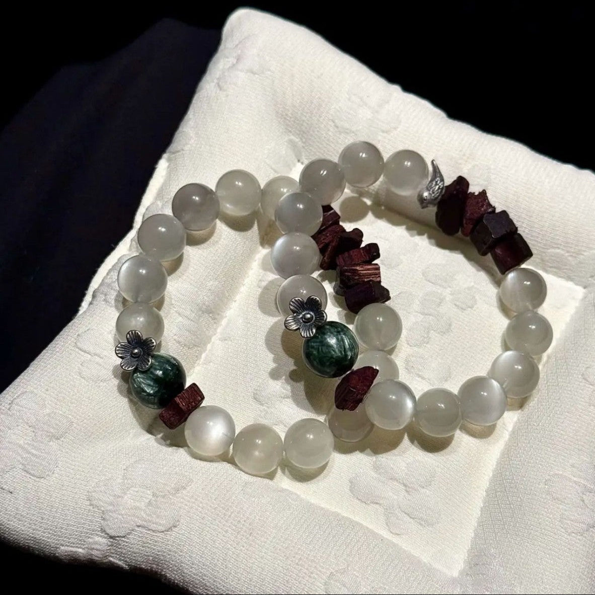 White Moonstone & Seraphinite Bracelet