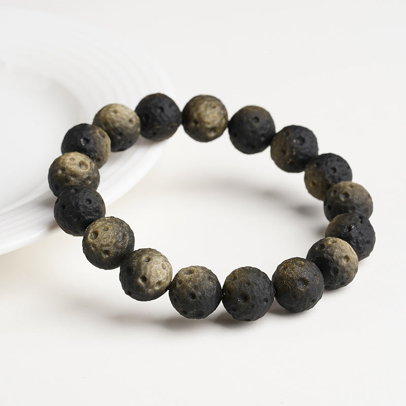 Natural Matte Silver Obsidian Planet Bracelet
