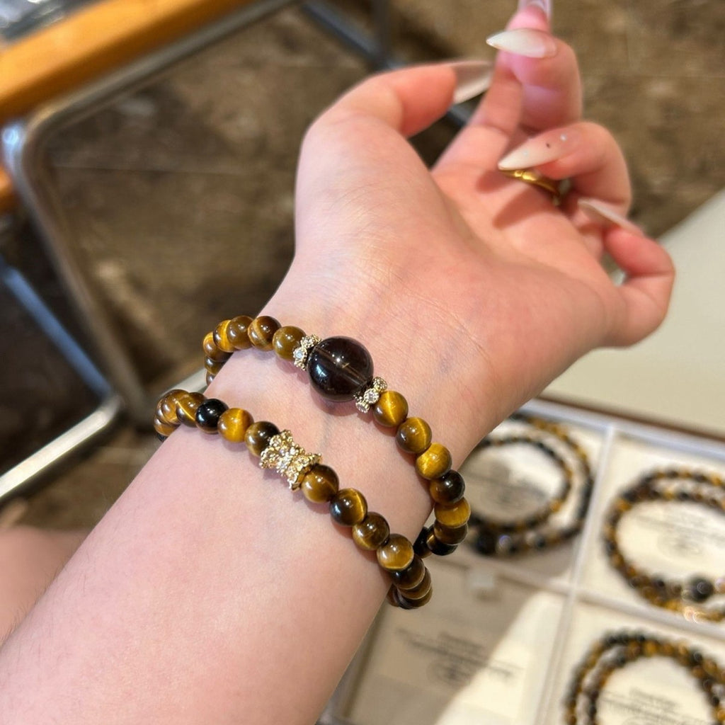 Yellow Tiger's Eye & Smoky Quartz Bracelet